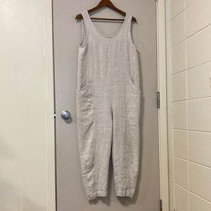 Elizabeth Suzann Clyde Jumpsuit S-S in Natural Linen